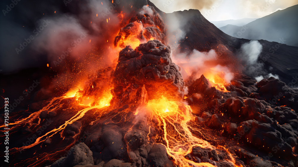 Fototapeta premium The Dynamic Eruption of an Ecuadorian Volcano