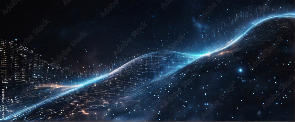 Obraz premium An abstract digital background with binary code and AI algorithms running in the background