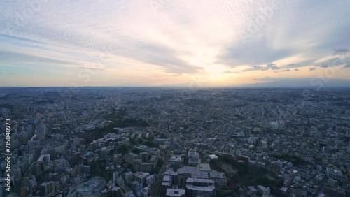  Yokohama Time lapse - Sunset of Kanagawa and Mt. Fuji direction cityscape photo