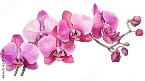 Bright floral detail: A single orchid bloom, vibrant in pink and purple, symbolizing love and freshness on a clean white background.