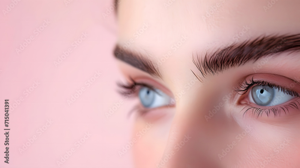Obraz premium Perfect Eyebrows Close-up, Woman's Eyes Beauty, Microblading Effect