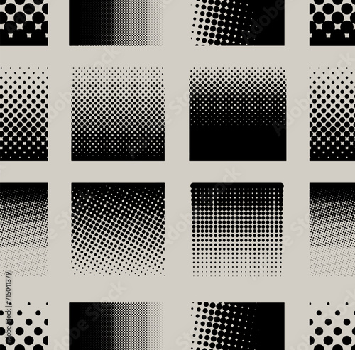 Wallpaper Mural Seamless square halftone element, monochrome abstract graphic prepress or generic concepts. Halftone set with square dots. Seamless shape with dotted gradient. Modern trendy vector. Torontodigital.ca
