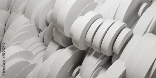 Towering Stack of White Objects  A Visual Display of Order and Balance 3d render illustration