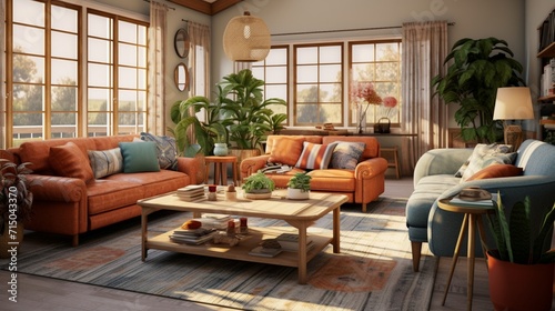 Inviting Transitional Charm in a Cozy Living Room - AI-Generative