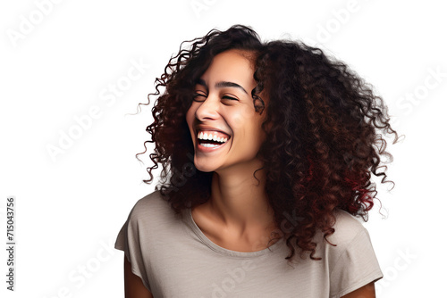 Studio portrait of a beautiful African American woman with clean healthy skin isolated on transparent png background. 