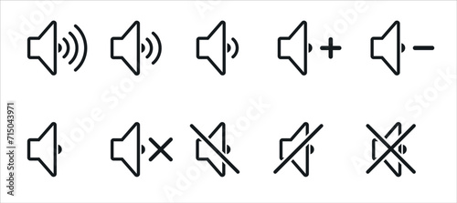 Music volume speaker icon turn off turn on music vector set outline