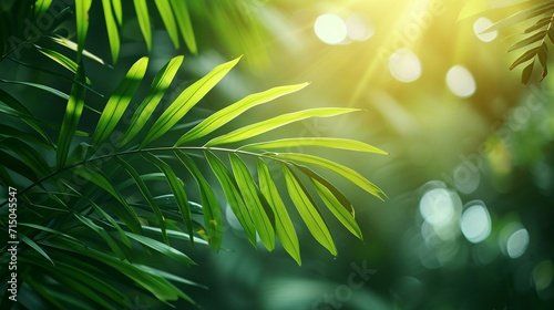 Close-up of a palm branch with vibrant green leaves, creating a lively Palm Sunday banner. [Lively palm branch banner