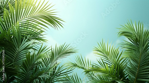 A peaceful Palm Sunday banner featuring a serene scene of palm branches against a blue sky.  Serene Palm Sunday banner