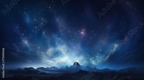 Blue Hues and Nebula Dreams in the Cosmos. Galactic Night. Stellar Dreamscape