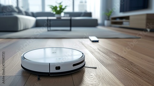 IoT-connected vacuum cleaner remotely controlled via a smartphone app for convenience. [IoT-connected vacuum cleaner © Julia