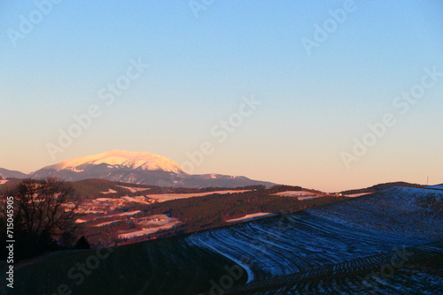 die Felder der buckligen Welt mit Blick auf den Schneeberg photo