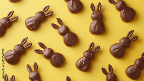 chocolate easter bunnies pattern on pastel background