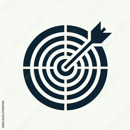 target with arrow in black and white.vector icon.