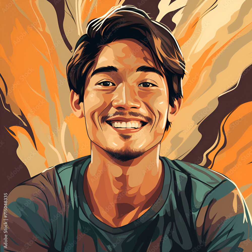 portrait of a asian man vector ilustration