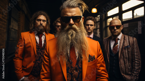 Whimsical Beard Brigade.  Quirky Whisker Warriors © EwaStudio