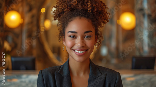 receptionist extends a warm welcome with a friendly smile, creating an inviting atmosphere at the front desk. Experience exceptional hospitality and service excellence from the moment the guest arrive