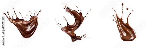 Set of chocolate sauce splash isolated on a transparent background