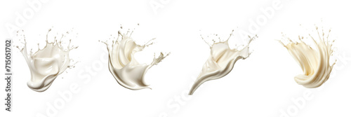 Set of milk cream splash isolated on a transparent background