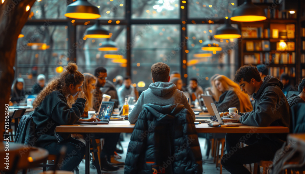 Group of People Sitting at Restaurant Table, Enjoying a Meal Together