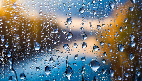 raindrops on a glass surface, capturing the beauty of nature's delicate touch and the artistry in every droplet