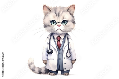 Drawing of a funn cat characterized as a doctor
 photo