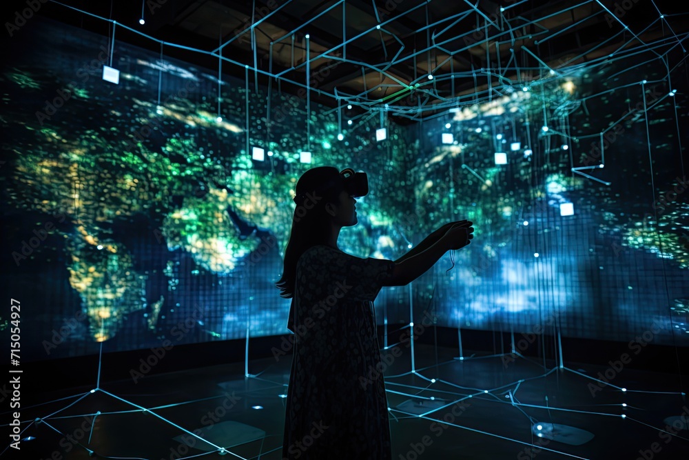 Night-glows Bangladesh map displayed in a virtual reality (VR) room Night-glows Bangladesh map displayed in a virtual reality (VR) room
