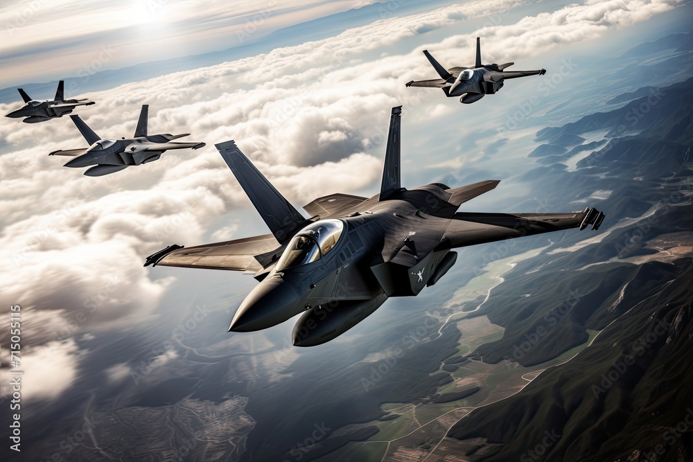 Air Force planes soaring through the skies in a formation flight