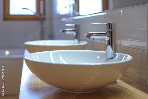 A spacious bathroom with two sinks and a bathtub. Perfect for a modern home or luxury hotel.