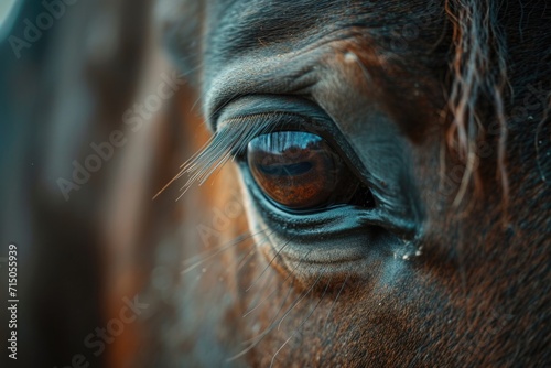 Close up of a brown horse s eye. Perfect for equestrian enthusiasts and animal lovers