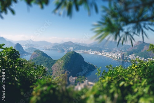 Photographie A panoramic view of the city of Rio from the top of a hill