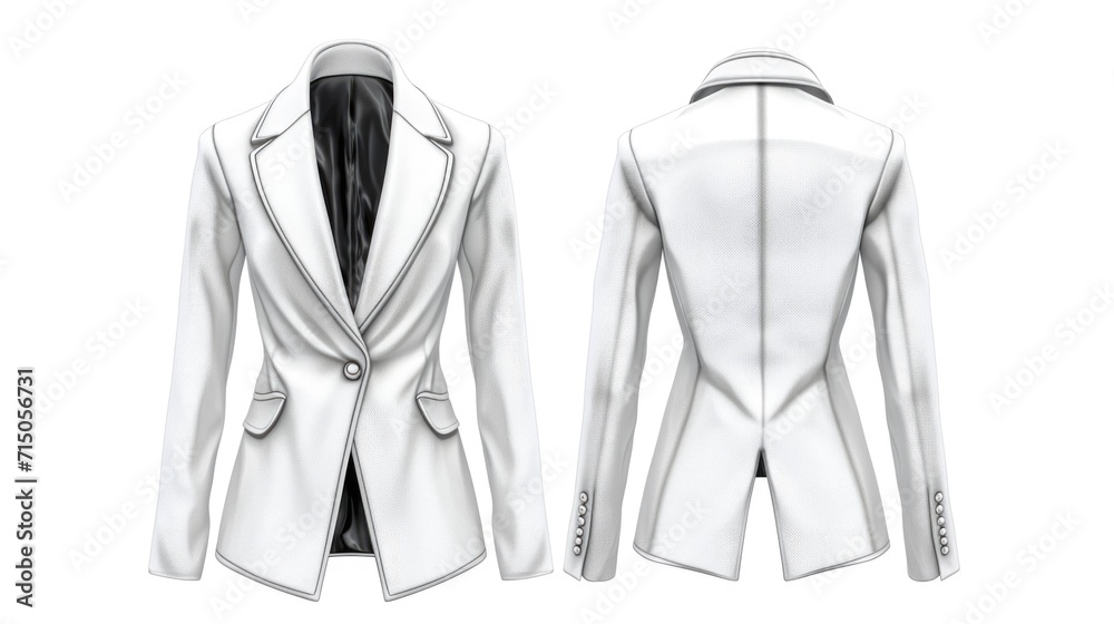 A women's white jacket that is stylish and versatile. Perfect for any occasion A women's white jacket that is stylish and versatile. Perfect for any occasion