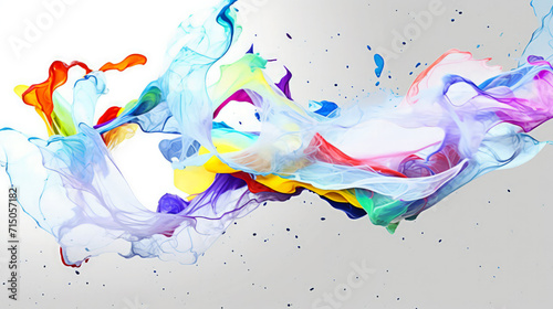 Trendy colorful multicolor and white splash. Abstract 3d style, inspired by acrylic fluid art and waves energy. Luxury abstract background and wallpaper. Composition for yours header, cover, design.