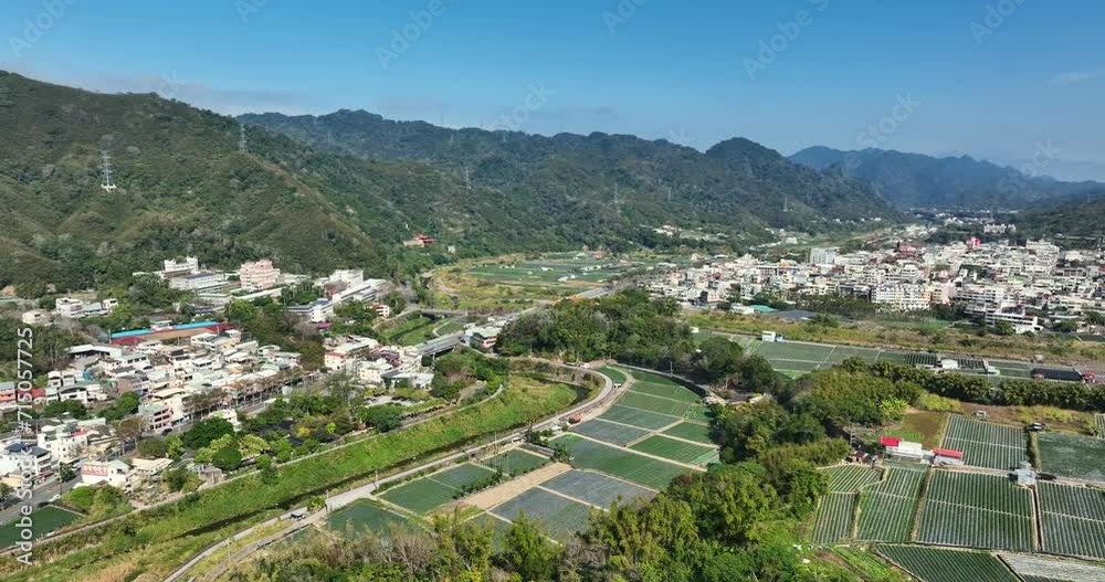 Top view of the strawberry field in Dahu in Miaoli of Taiwan Top view of the strawberry field in Dahu in Miaoli of Taiwan