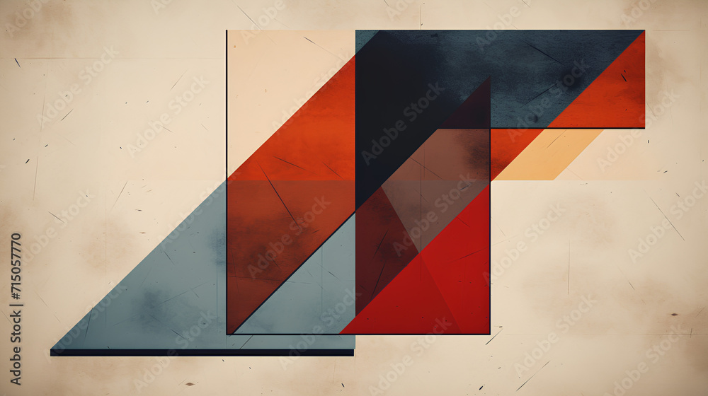 Naklejka premium Abstract Geometric Composition: Minimalist Illustration with United Geometric Shapes. Modern Graphic Design with Simple Forms and Subtle Colors. Creative Concept for Visual Projects and Artistic Desig