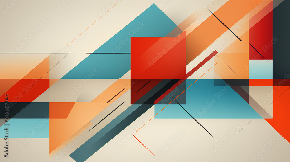 Abstract Geometric Composition: Minimalist Illustration with United Geometric Shapes. Modern Graphic Design with Simple Forms and Subtle Colors. Creative Concept for Visual Projects and Artistic Desig