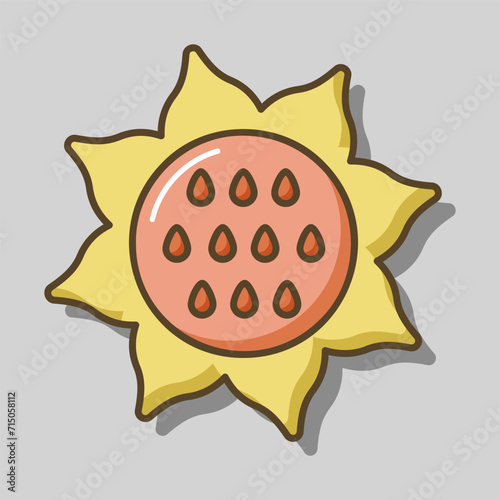 Sunflower outline icon. Vegetable vector