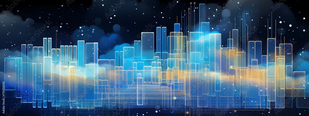 Naklejka premium Geometric Data Scape: Layers of Digital Complexity