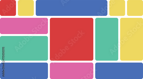 Trending Bento Box or Bento Grid UI UX template. Horizontal Landscape Grid.