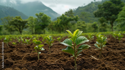 tree saplings planting, reforestation for environmental conservation