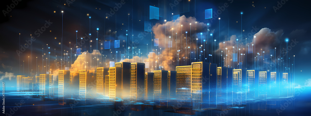 Fototapeta premium Geometric Data Scape: Layers of Digital Complexity