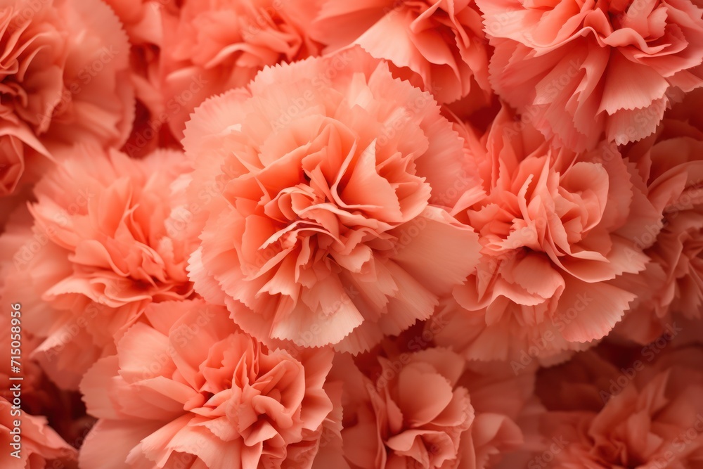 pastel peach orange color carnations texture and background. Wedding, decoration, beauty salon, petals textured backdrop.