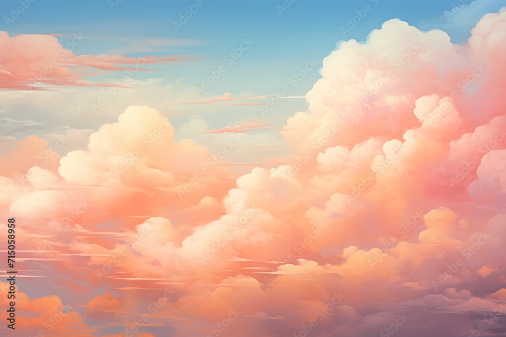 peach clouds on at sunset or sunrise in dreamy pastel light blue sky background peach clouds on at sunset or sunrise in dreamy pastel light blue sky background