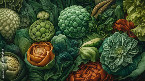 Vegetarian wallpaper with colorful fresh vegetables vegan mosaic 4K