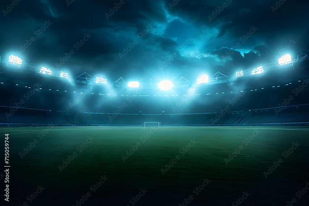 Nächtliche Fußballmagie: Hintergrund aus einem beleuchteten Fußballfeld mit atmosphärischem Flutlicht, perfekt für sportliche Impressionen und Wettkampfmomente in der Nacht Nächtliche Fußballmagie: Hintergrund aus einem beleuchteten Fußballfeld mit atmosphärischem Flutlicht, perfekt für sportliche Impressionen und Wettkampfmomente in der Nacht