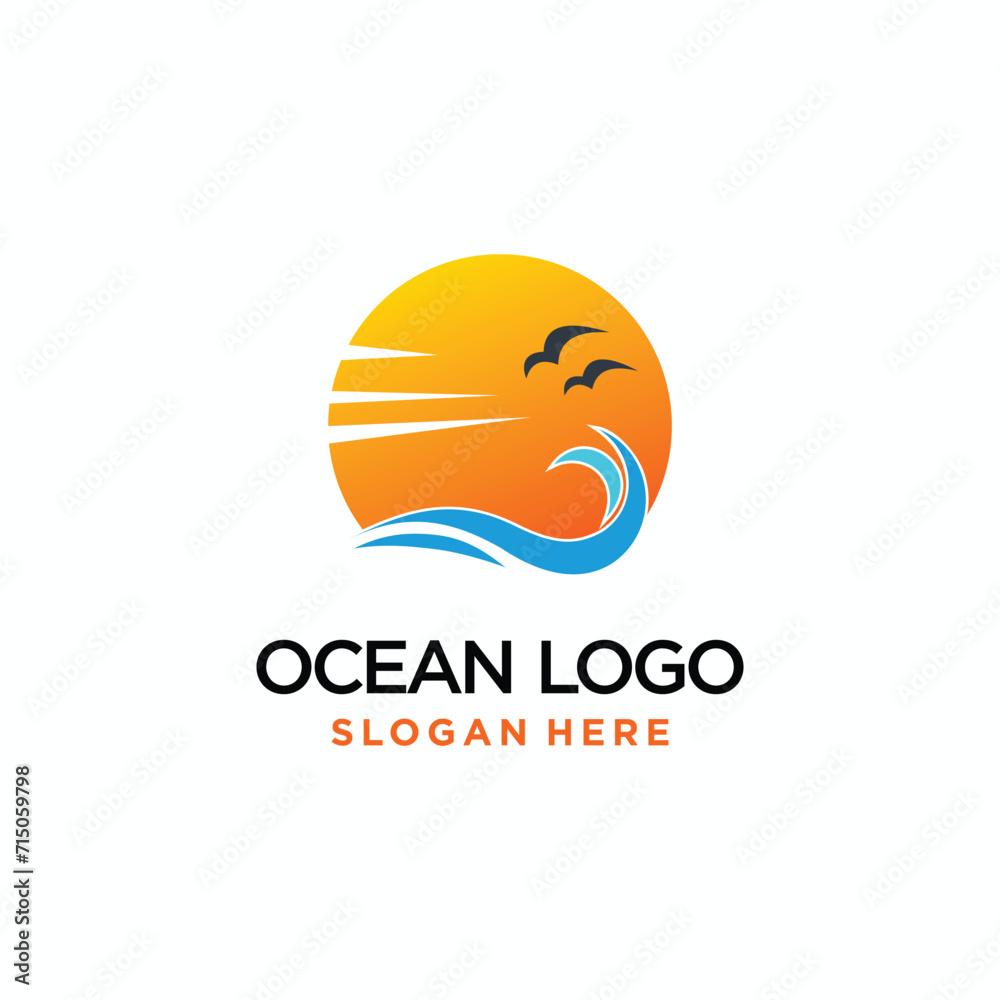 Vector ocean wave logo template vector ocean simple and modern logo design Vector ocean wave logo template vector ocean simple and modern logo design
