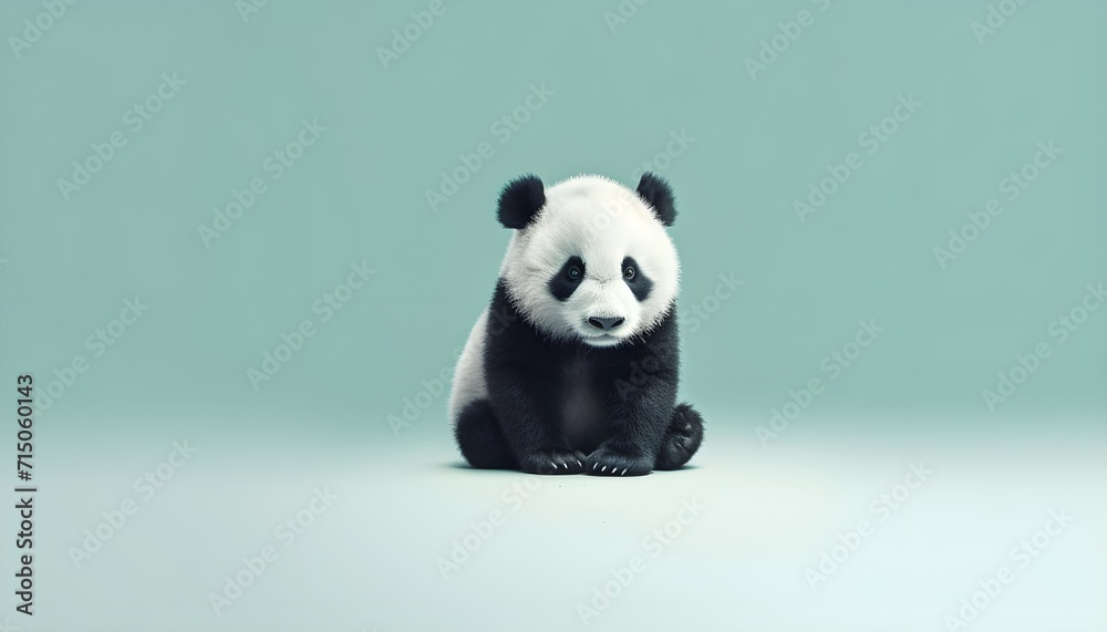 Minimalist photography of a cute panda, Japanese minimalism