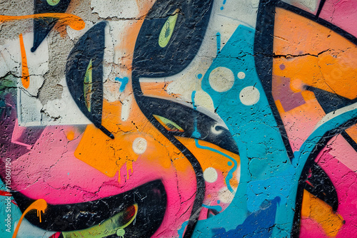 graffiti wall with letters, shapes and spray paint