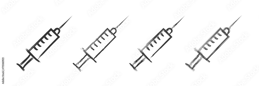 Hand drawn syringe icon set. Vector illustration Hand drawn syringe icon set. Vector illustration