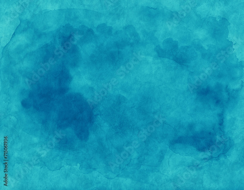 Rich blue green background texture, teal or turquoise color with distressed blue grunge texture, abstract textured watercolor blotches design, blank blue paper with texture
