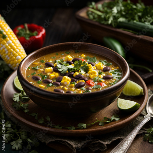 Poblano Pepper Soup - Spicy Elegance with Corn and Black Beans